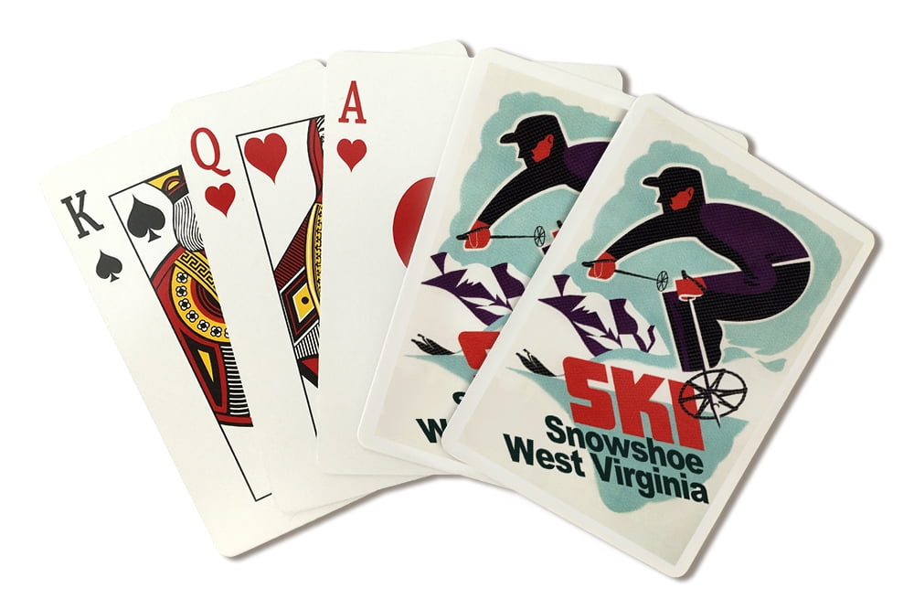 Snowshoe, West Virginia, Vintage Skier, Lantern Press, Premium Playing