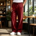 thumbnail image 6 of Domuza Sweatpants for Men Loose Fit Joggers Straight Wide Leg Lounge Pants Drawstring Elastic Waist Sweat Pants with Pockets, 6 of 7