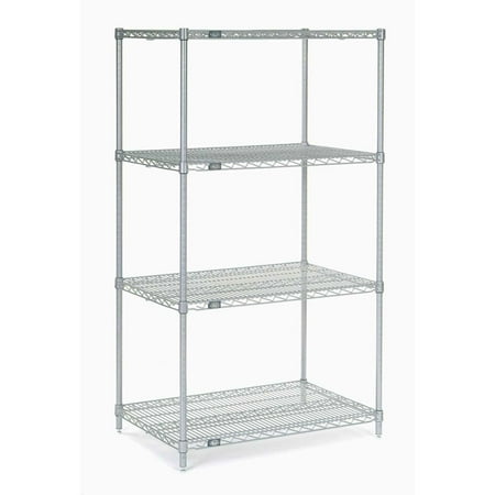

Nexel 5 Tier Silver Epoxy Wire Shelving Starter Unit 48 W x 18 D x 63 H