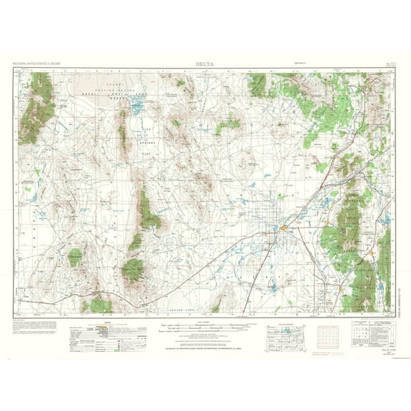 Topographical Map - Delta Utah Quad - USGS 1953 - 30.71 x 23 - Vintage Wall Art