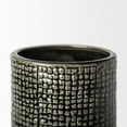 thumbnail image 3 of 10" Black and Gold Check Tall Ceramic Vase, 3 of 5