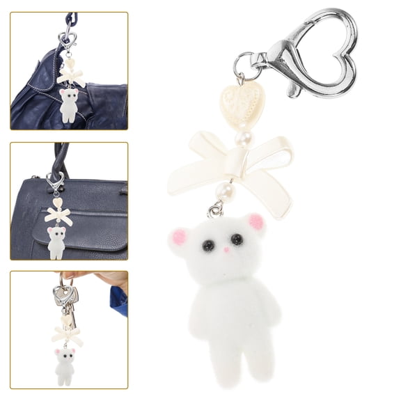 FRCOLOR Small Bears Animal Hanging Decorations Fluffy Bear Keychain Charms for Backpack Purse Phone