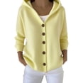 thumbnail image 2 of Only Moment Light Yellow Women's Softshell Jacket Button Knitted Hooded Sweater V Neck Quilted Short Down Coat for Women, Warm Winter Jacket 4XL, 2 of 6
