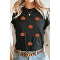 thumbnail image 4 of Women's Black Chenille Pumpkin Patched Casual T-Shirt for Fall - [ZhiHiMeRi] | (US 20-22)2XL, 4 of 9