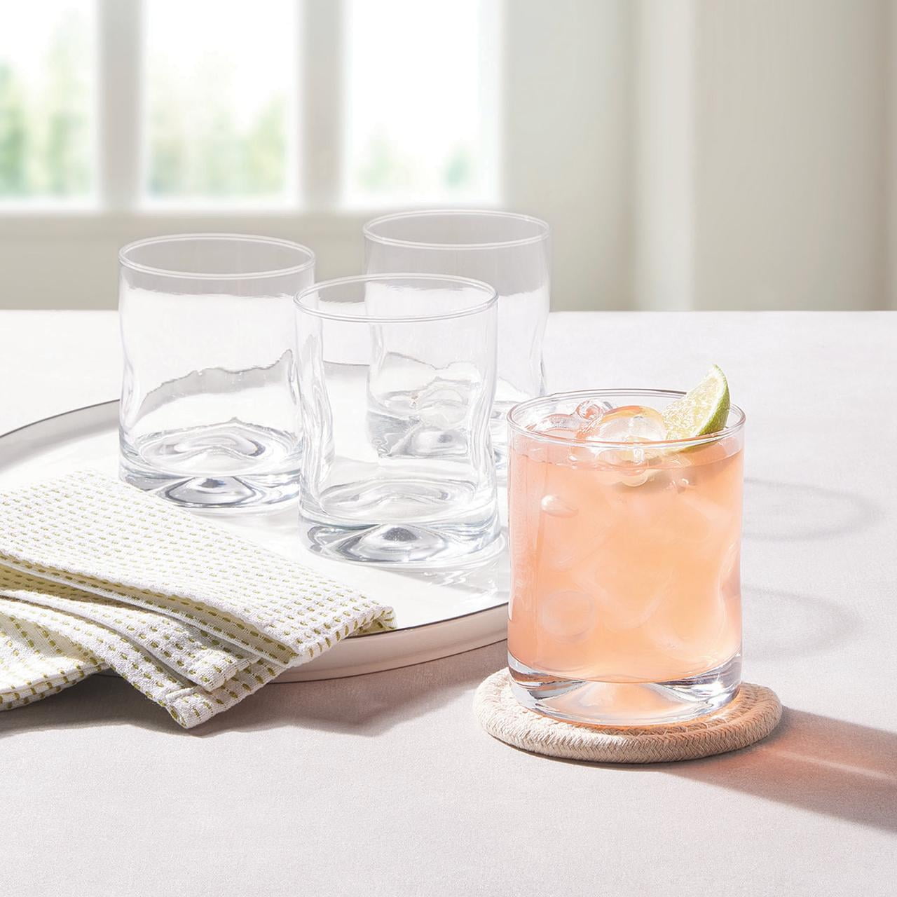(3 pack) Better Homes & Gardens Lyra Drinking Glasses, 12.5 oz, Set of 4