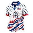thumbnail image 3 of Soccer Cup 2026 Jersey USA Soccer for Men with Wavy Red White Blue Stripes and Polo Collar Short Sleeves Featuring Breathable Fabric for Game Day Parties Tailgating Events Royal Blue XL, 3 of 5