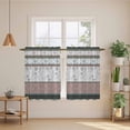 thumbnail image 2 of Grey Stripes Abstract Kitchen Curtains 45 Inch Length, Geometric Spring Flowers Country Tiers Curtains for Bathroom Bedroom Cafe, Light Filtering Small Window Treatment Drapes 2 Panels 42"Wx45"L, 2 of 8
