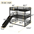 thumbnail image 4 of Triple Bunk Bed Queen Over Queen Over Queen with Slide, Heavy Duty Metal Triple Bed Frame with Guardrail and Ladder, 3-in-1 Bunk Beds with Noise-reduced Design, 4 of 8