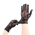 thumbnail image 6 of Slccxzc Rose Cross Lace Short Opera Gloves Full Finger Mesh Gloves for Evening Prom, 6 of 7
