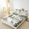thumbnail image 4 of Manfei Winter Rustic Reindeer Twin Sheet Sets, Merry Christmas Twin Fitted Sheet, Teens Boys Girls Kids Flat Sheet, Breathable Home Decor, 3pcs, 4 of 7