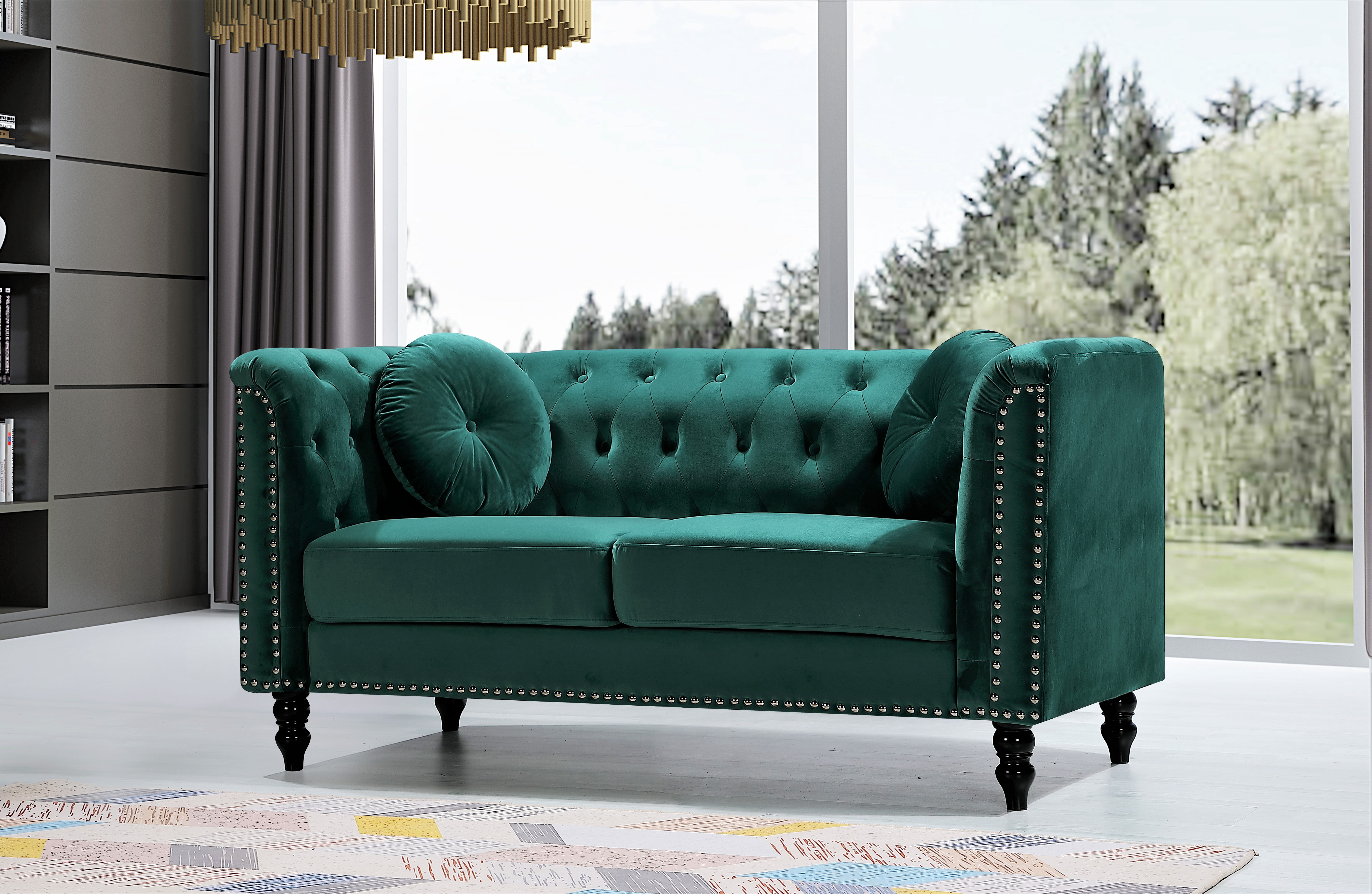 Uspridefurniture Lueck 2Pcs Velvet Living Room Set, Green