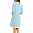 thumbnail image 3 of INSPIRE CHIC Women's Elegant A-Line Dress Contrast Color V Neck Long Sleeve 2025 Trendy Work Dresses S Light Blue, 3 of 4