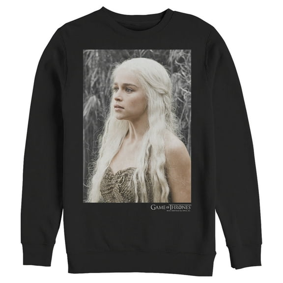 Men's Game of Thrones Daenerys Photo White Logo Sweatshirt Black X Large