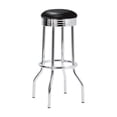 thumbnail image 3 of HomeStock Naturally Nice Upholstered Top Bar Stools (Set of 2), Black Leatherette with Chrome Base, 360-Degree Swivel, Retro 50s Style, Measures 19 x 19 x 30 inches, 3 of 6