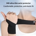 thumbnail image 3 of TELOLY 1Pc Wrist Guard Fasten Tape Breathable Ultra-thin Sweat Absorption with Thumbhole Pain Relief Extra Soft Moisture Wicking Sports Wristband Wrist Wrap, Black Left Hand, 3 of 6