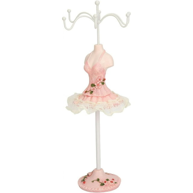HELIAHO Organisateur de Bijoux Charmant Modèle Humain, Présentoir Boucles d'Oreilles Colliers, Matériau Résine Unique, Forme de Robe de Princesse, Pratique et Compact, Application Polyvalente (Rose) CJ911-10736