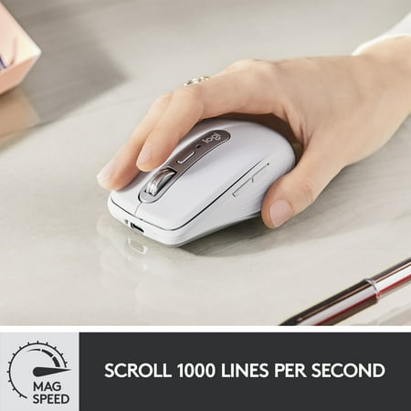 Logitech - MX Anywhere 3 Wireless Bluetooth Fast Scrolling Mouse with Customizable Buttons - Pale Gray
