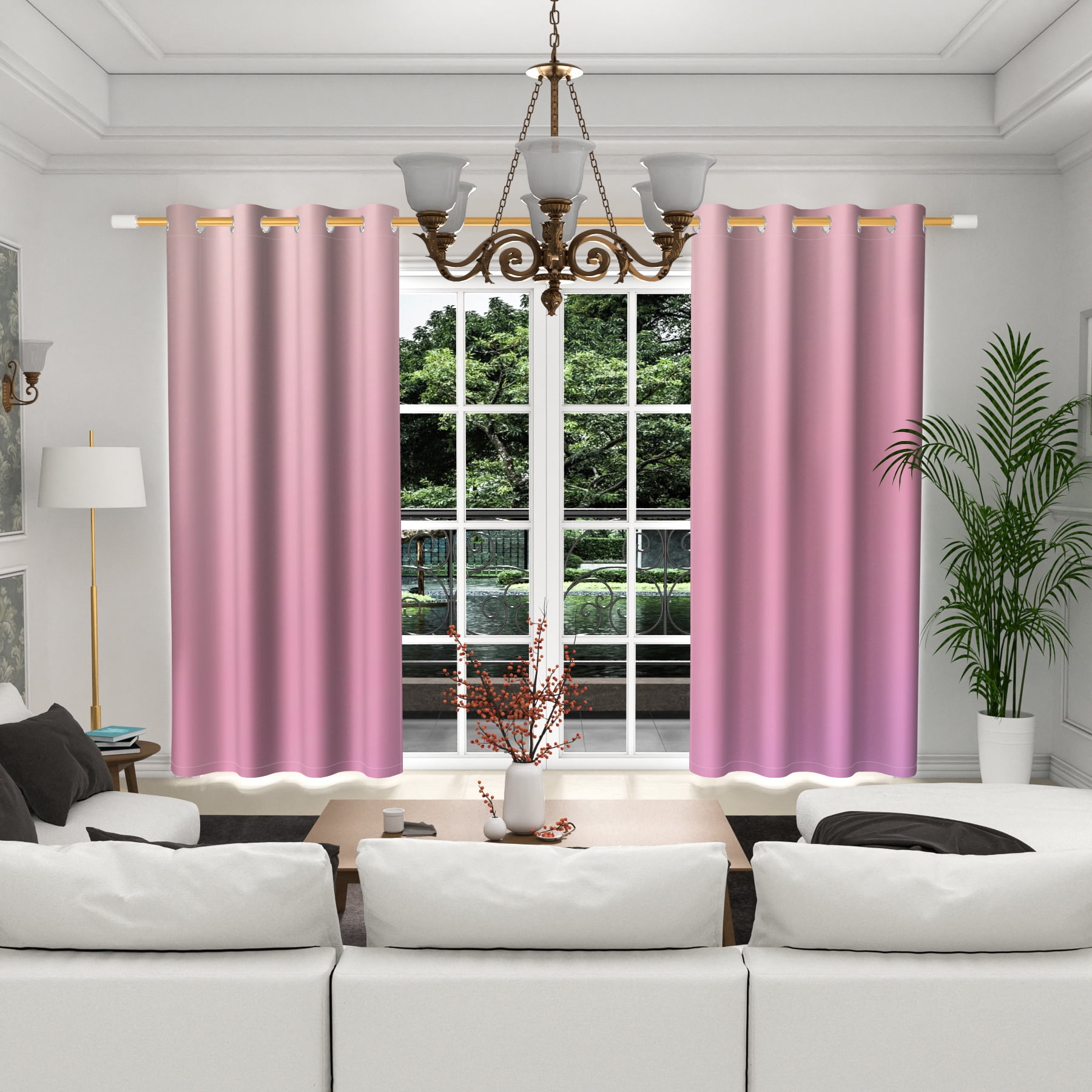 Lfeey Pink Gradient Curtains for Girl Room Grommet Curtains, 52x63 Inches, 2 Panels