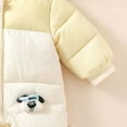 thumbnail image 6 of JFOPQVSM Baby Winter Snowsuit Bear Ear Hooded Padded Romper Fleece Lined Color Block Zipper Jumpsuit Infant Cold Weather Outfit, 6 of 7