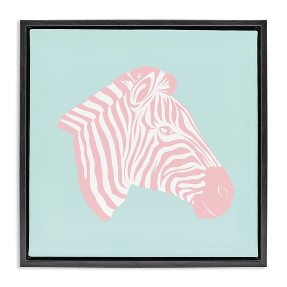 Stupell Industries Eclectic Pastel Zebra Portrait Black Floating Frame Canvas Art, 18 x 18, by Martina Pavlova