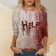 thumbnail image 2 of Camiseta de mujer con cara de calabaza de Halloween. Camiseta gráfica linda y espeluznante para festividades y fiestas de otoño., 2 of 5
