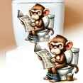 thumbnail image 1 of Funny Monkey Toilet Reading Wall Decals Removable Bathroom Stickers For Home, 1 of 6