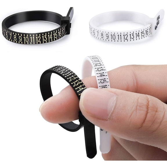 Ring Sizer Measuring Set,2 PCS Reusable Jewelry Measurement Plastic Finger Sizer Ring Gauge Measuring Tool Belt for Women Men Kids, US 1-17 Rings Size