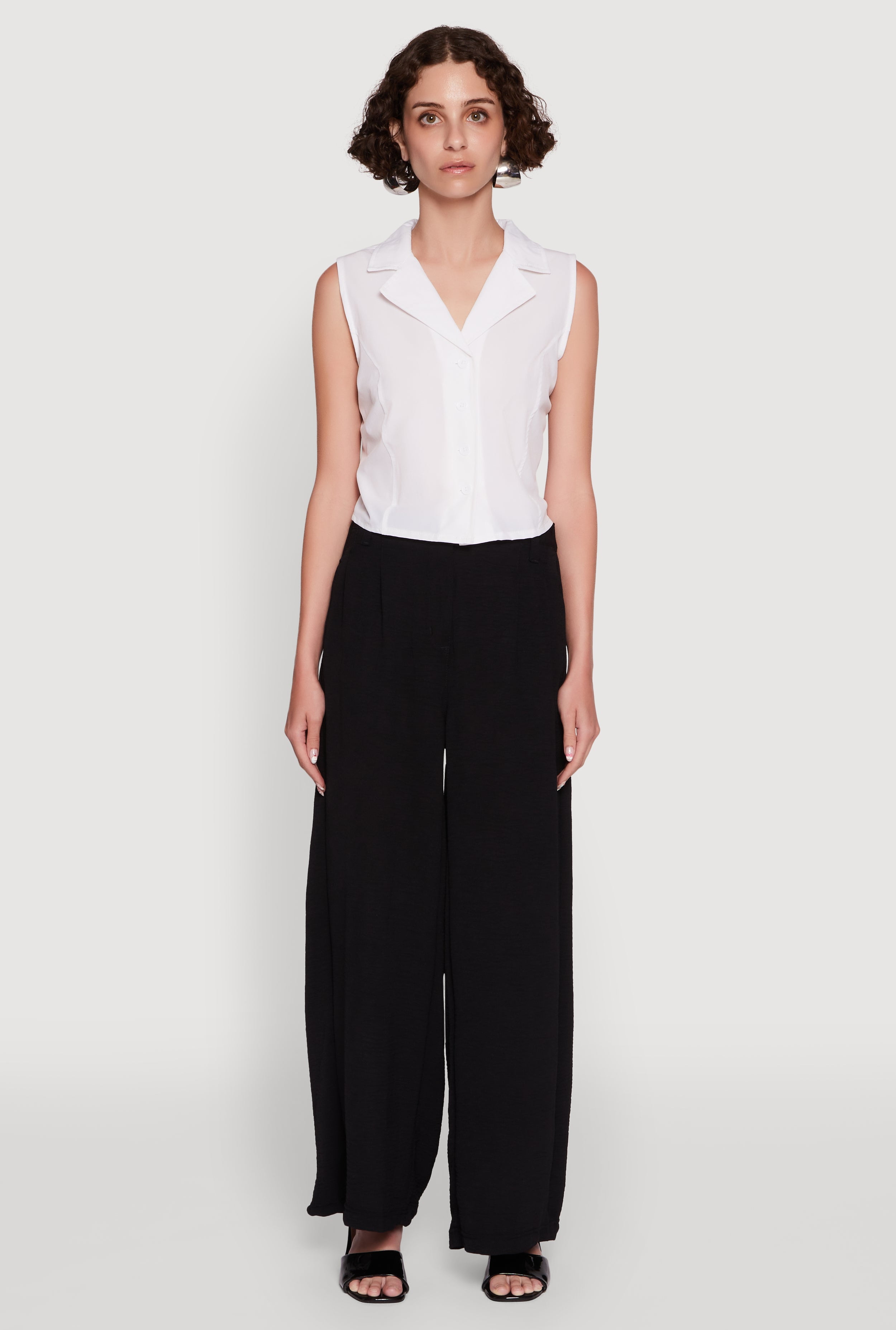 Womens Trendy Button Front Cropped Blazer Vest - image 3