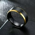 thumbnail image 5 of 8MM Gold Black Blue Silver Band Men Stainless Steel Black Brushed Ring Size 6-12, 5 of 7