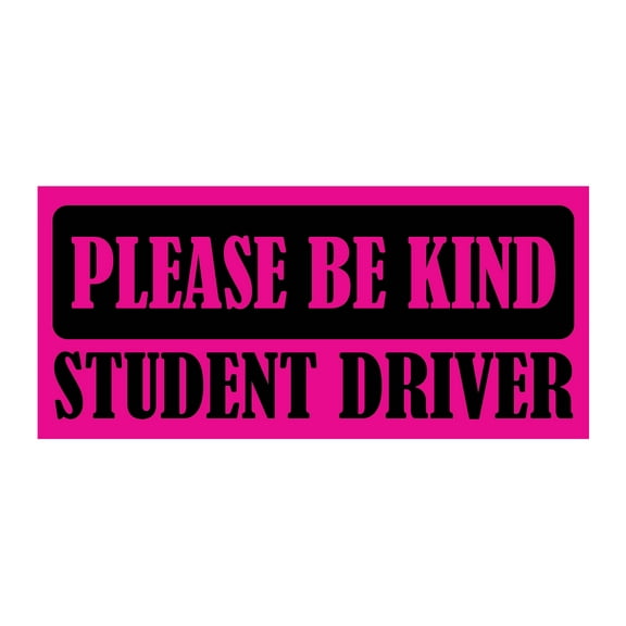 Be Kind Student Driver Bumper Magnet by DCM Solutions (Pink, 9.25" W x 4.25" H)