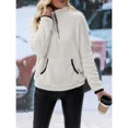 thumbnail image 7 of Cuteduck Women's plush sweatshirt long sleeve half zip pullover Top Winter Fleece hoodie S-2XL, 7 of 7