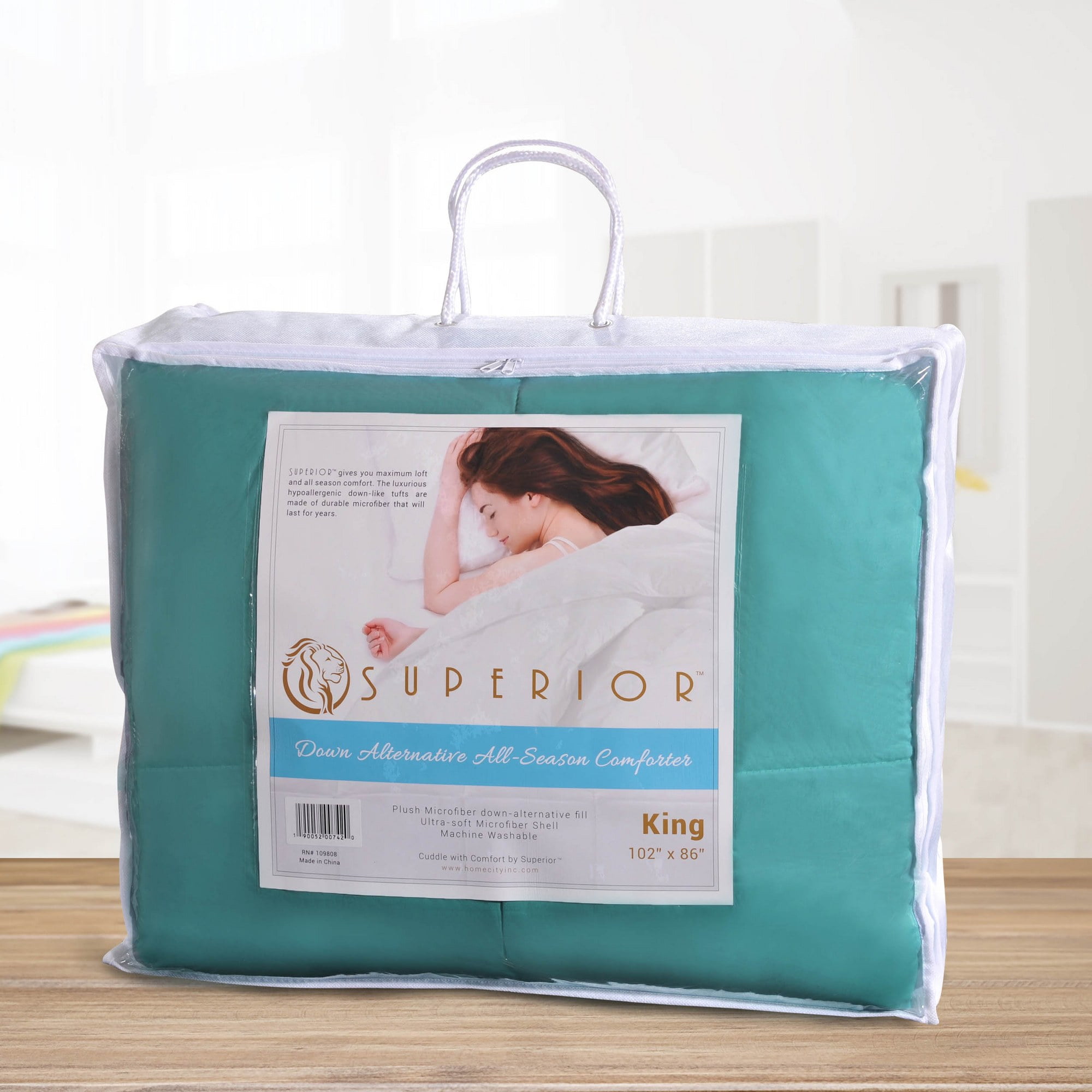 Superior Classic Reversible Comforter, Twin, Turquoise