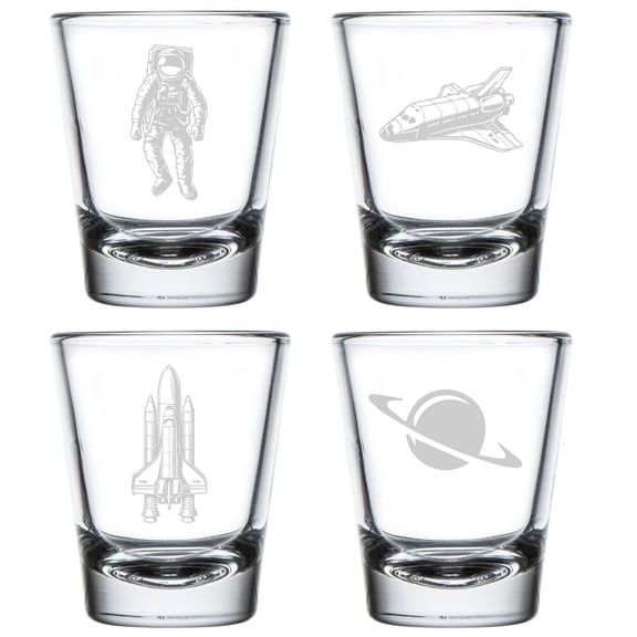 Set of 4 Shot Glasses 1.75oz Shot Glass Gift Space Astronaut Collection