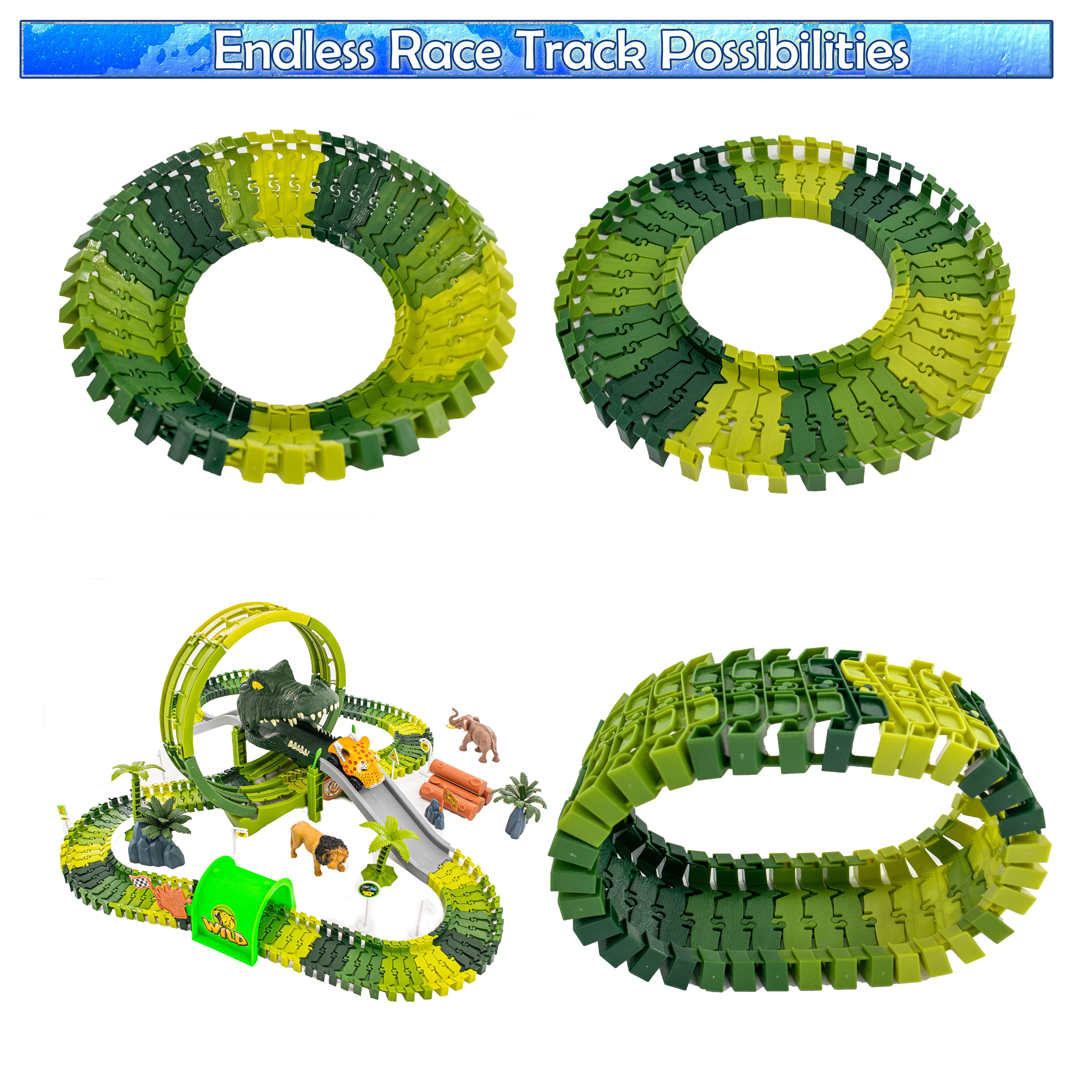 Kids Magical Zoo Twisting Toy Race Car Track - Alligator Tunnel