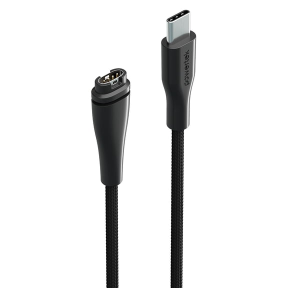 Powertek 3 ft. USB-C Garmin Smartwatch Charge Cable, Braided, Black