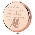thumbnail image 1 of Regalos de hadas para mujeres Espejo compacto Pixie de cuento de hadas Regalo de abanico de hadas para mujeres Espejo compacto Pixie de oro rosa Regalos para cumpleaños No es lo que tenemos en la vida, 1 of 5