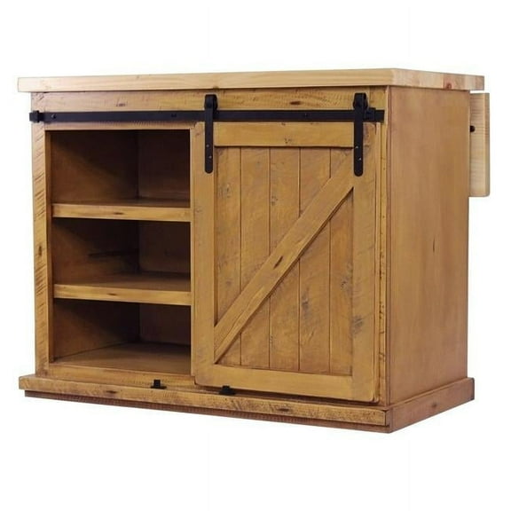 American Heartland 33117RYLPTRDWOT Rustic Pastoral Kitchen Island with Oak Top, Rustic Yellow & Rustic Driftwood