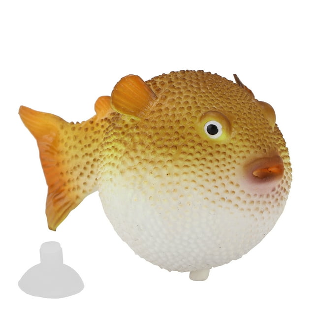 Aquarium Puffer Fish, Luminous Floatable Simulation Rubber Fish With Suction Cup For Fish Blue,Orange