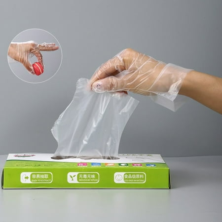 

MATHOWAL 100Pcs Latex Free Gloves TPE Disposable Gloves Transparent Non-Slip Acid Work Safety Food Grade Household Cleaning Gloves