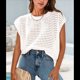 thumbnail image 5 of Top de Crochet con Cuello Redondo y Corta para Mujer, Color Cremoso, Talla L, 5 of 8