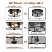 2-Light Farmhouse Ceiling Light with Seeded Glass Lampshade, Industrial Flush Mount Light Fixture Farmhouse for Hallway, Kitchen, Entryway and Foyer(2 Pack)