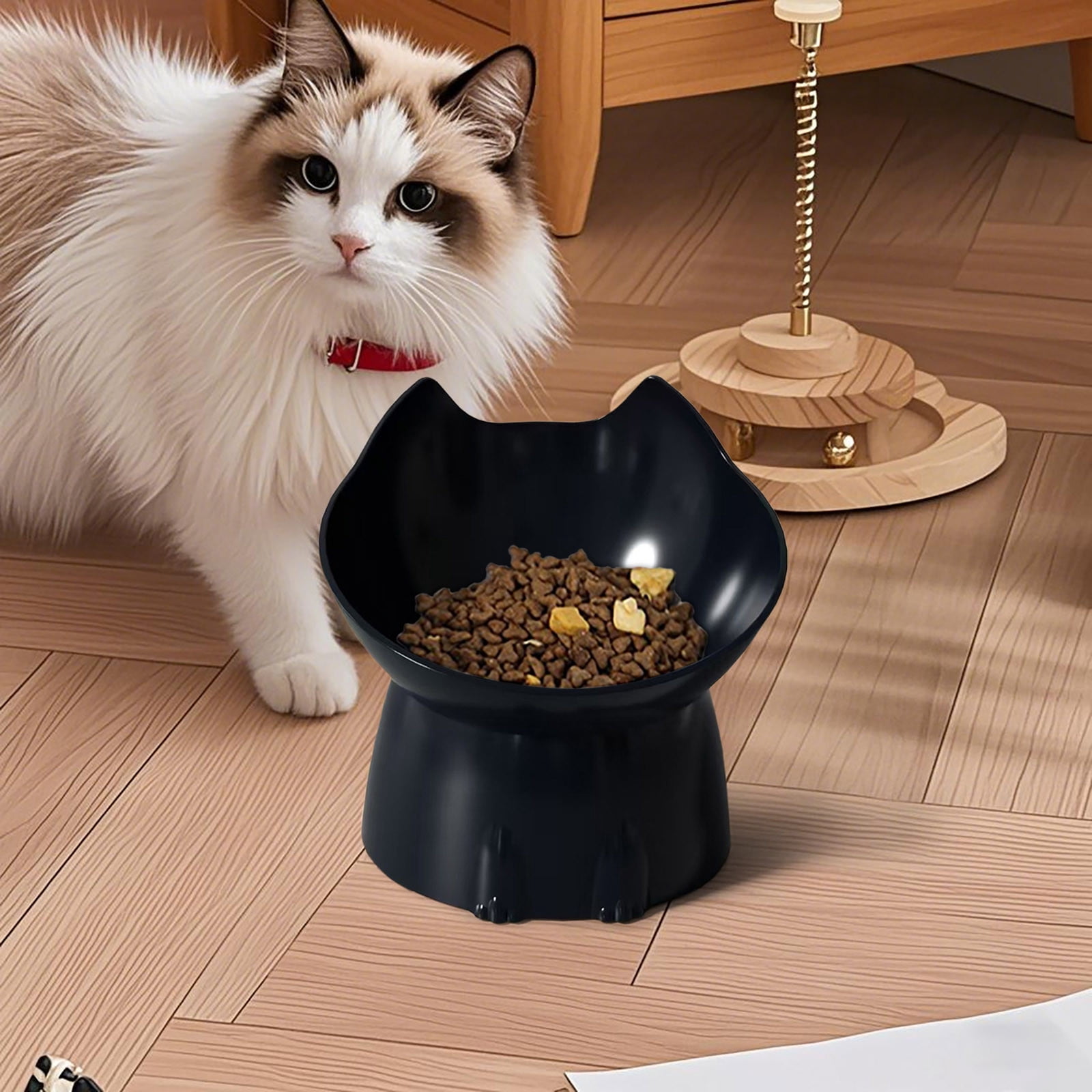 5pcs Tilted Elevated Cat Food Bowl - Cat Bowls Whisker Friendly Anti Vomiting Slanted Feeding Bowls Cute Shallow Bowl A