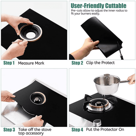 

Split five-hole Gas Stove pad Gas pad cleaning pad 5 Holes Gas Stove Protector-black