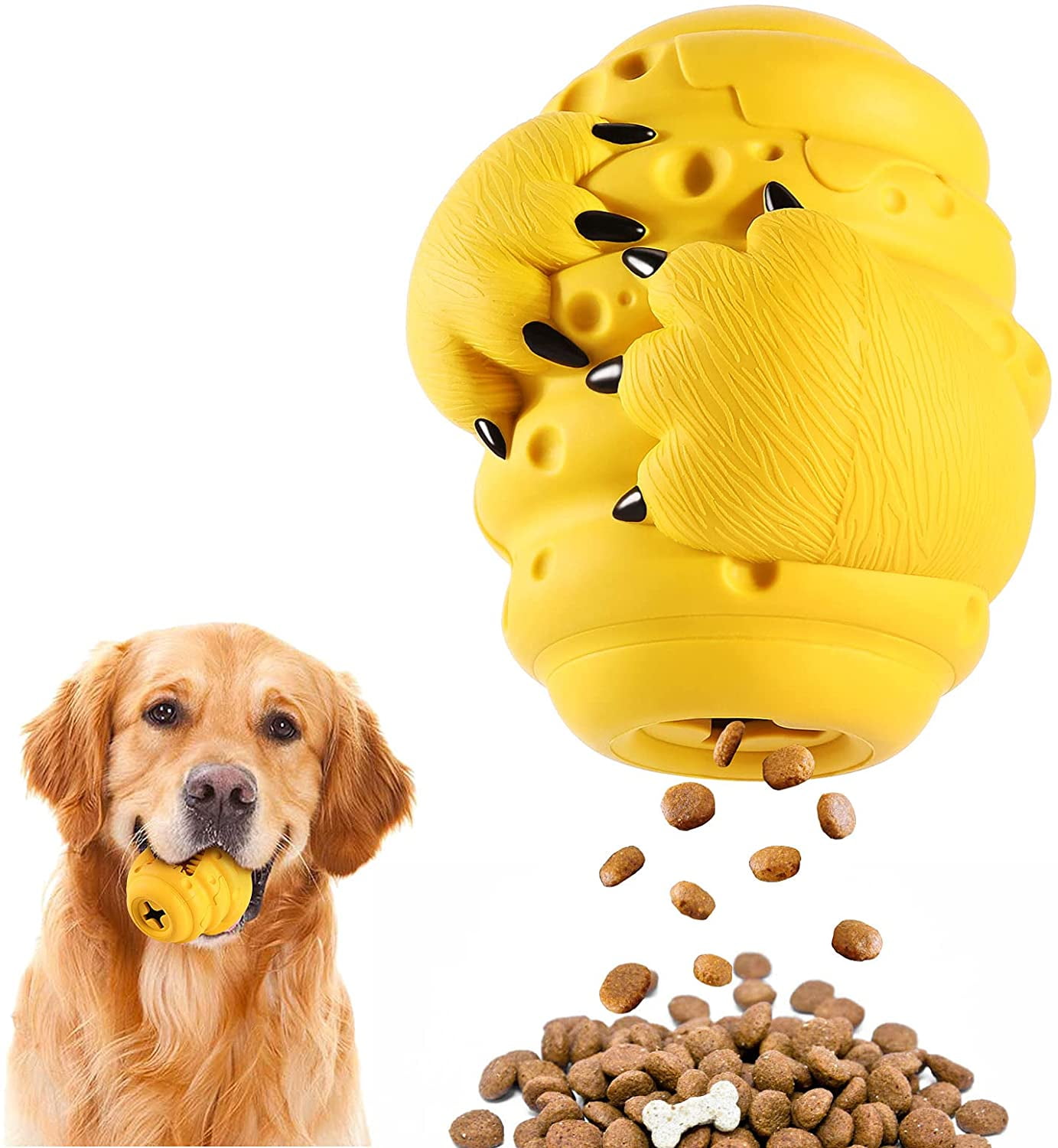 Rubber Treat Dispensing Toy for Aggressive Chewers Dog Chew Toy for Large & Medium Dogs Interactive Slow Feeder Tough Puzzle Toys Teeth Cleaning 