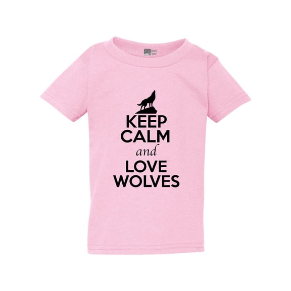 Keep Calm And Love Wolves Gray Wolf Animal Lover Funny Toddler Kids T-Shirt Tee