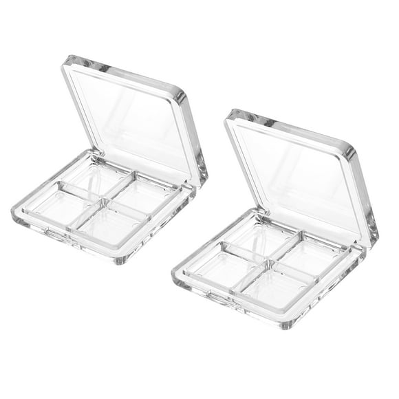 Beaupretty - Paleta de sombras de ojos vacía (2 unidades, 4 rejillas), estuche de almacenamiento transparente para sombras de ojos y lápiz labial, organizador de cosméticos DIY