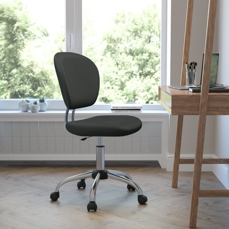 Flash Furniture Mid-Back Gray Mesh Padded Swivel Task Office Chair with Chrome Base