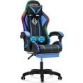 thumbnail image 6 of Hoffree Gaming Chair with Massage PU Leather Office Chair with Footrest and LED Light Ergonomic Gamer Chair Lumbar Support Adjustable Headrest High Back Computer Desk Chair for Home Office, 6 of 11