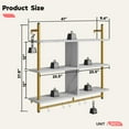 thumbnail image 6 of Bestier 41" Industrial Pipe Shelves Wall Mount, 3-Tier Floating Shelves for Kitchen Bedroom Bathroom in White Marble, 6 of 10