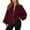 Wine, variant on WTOBBY Women's Oversized V-Neck Zip-Front Jacket, Long Sleeve Solid Color Loose Fit Shacket, Casual Streetwear Open Style Coat, Lightweight Layering Piece for Women,Black L